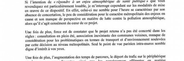 Fermeture de la circulation sur les voies sur berges : mon courrier à la Maire de Paris